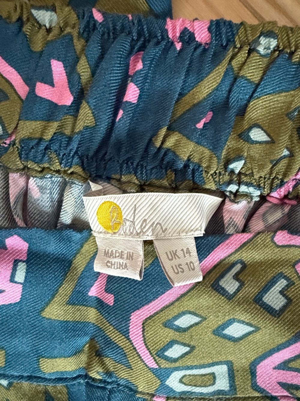 Boden Wide-Leg Printed Maxi Pants in Teal, Olive & Pink; size 10; - Picture 2 of 8